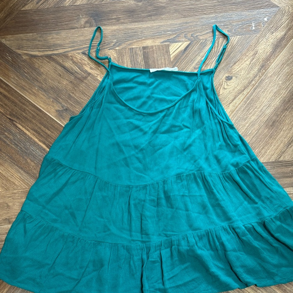 Lush Teal Sleeveless Tiered Top Size Medium